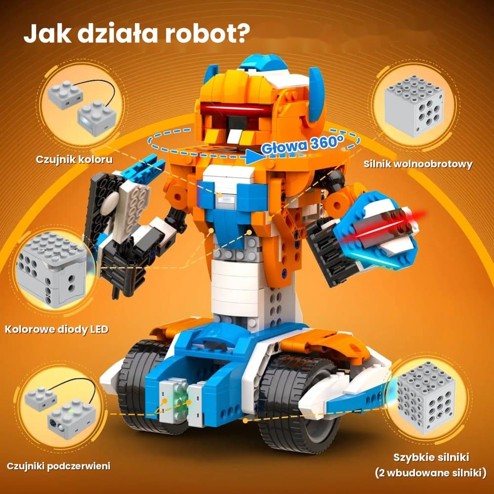 Apitor Robot X – programowalny robot 12 w 1 dla dzieci, 600 elementów, sterowanie z aplikacji
