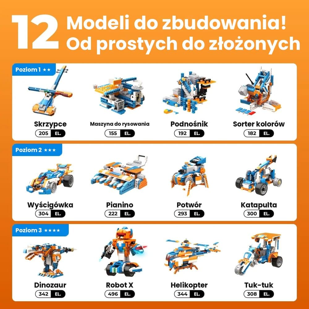 Apitor Robot X – programowalny robot 12 w 1 dla dzieci, 600 elementów, sterowanie z aplikacji