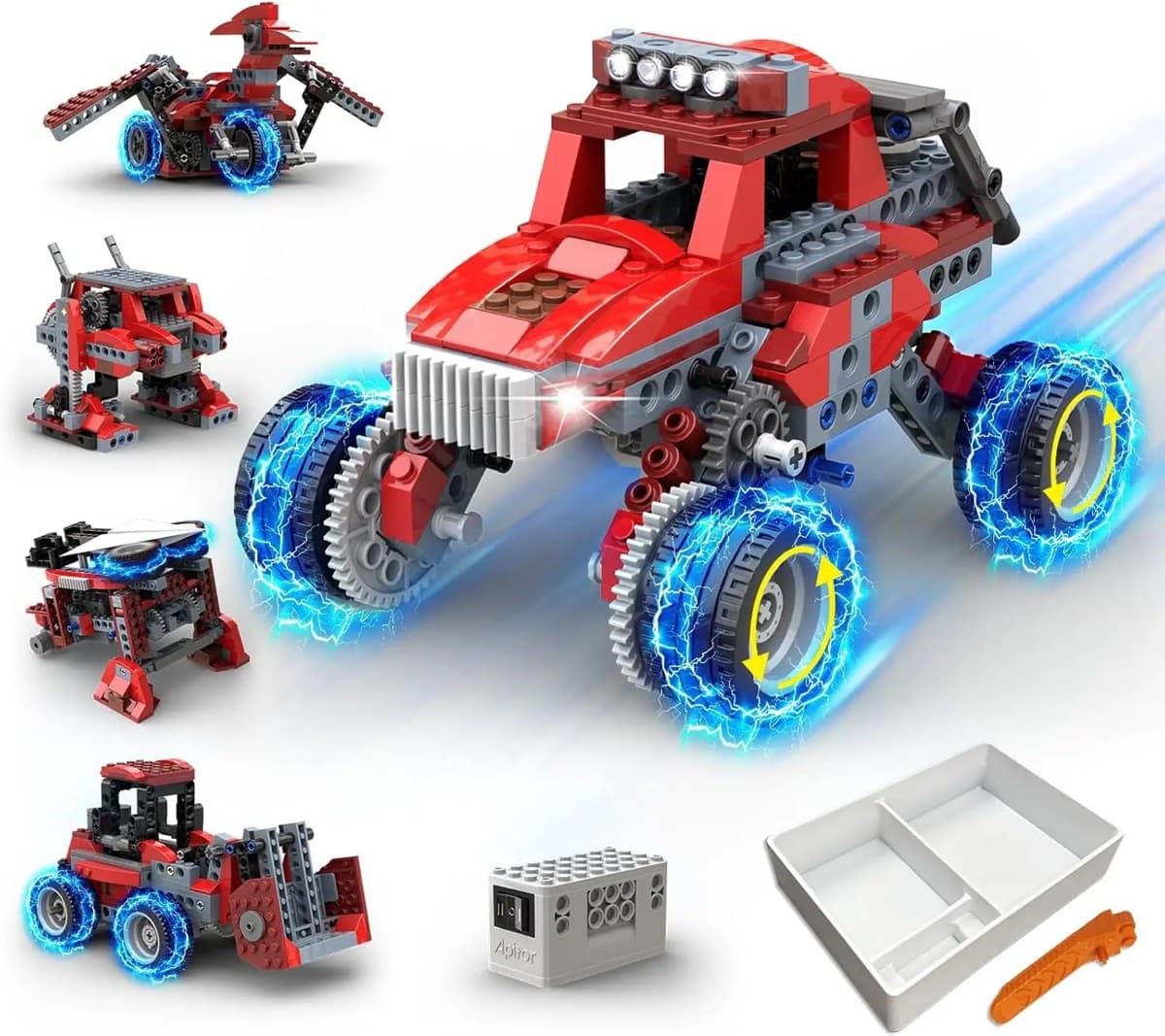Apitor Robot B – zestaw konstrukcyjny 8 w 1 z silnikiem, 240 elementów, monster truck, 6+