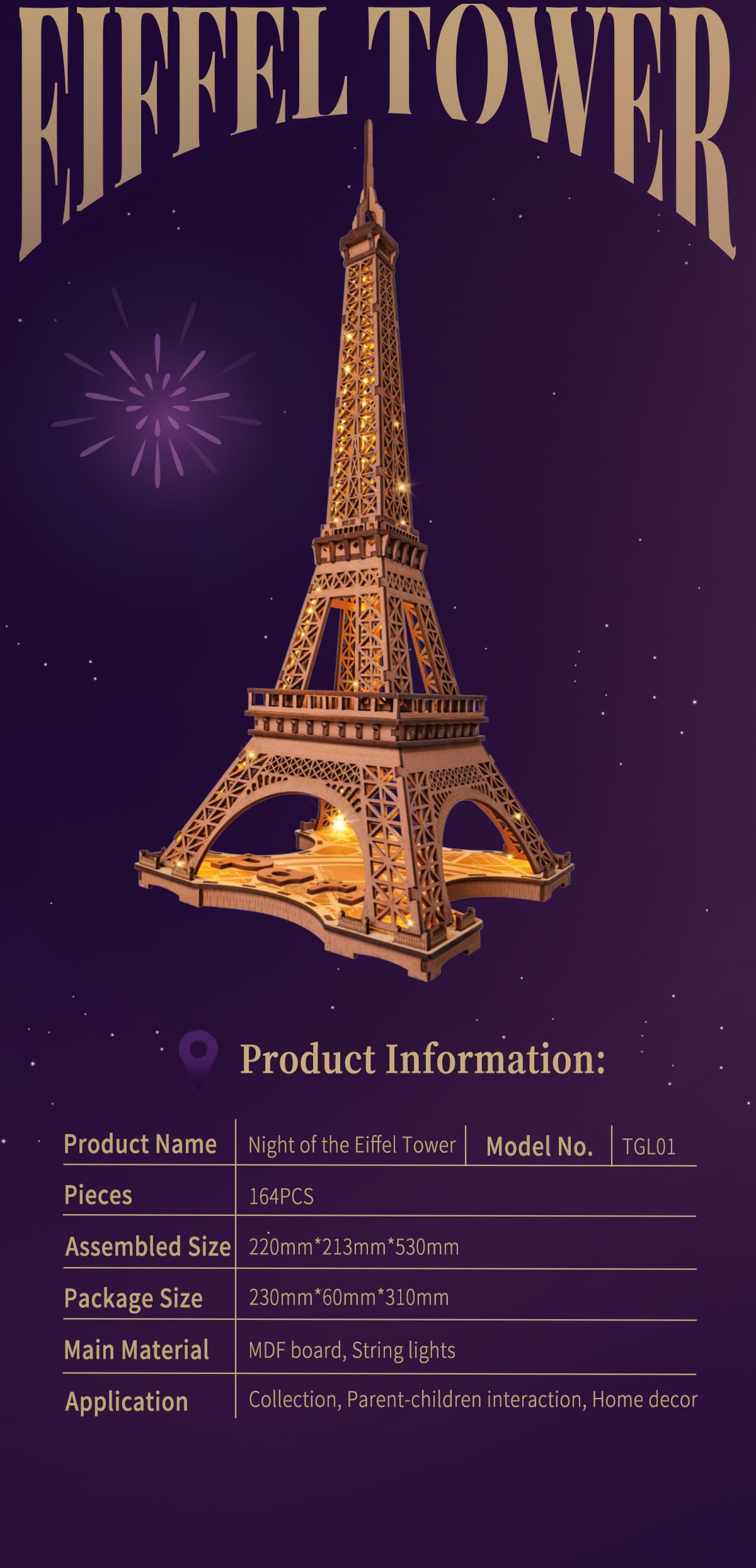 PUZZLE DREWNIANE 3D Wieża Eiffla