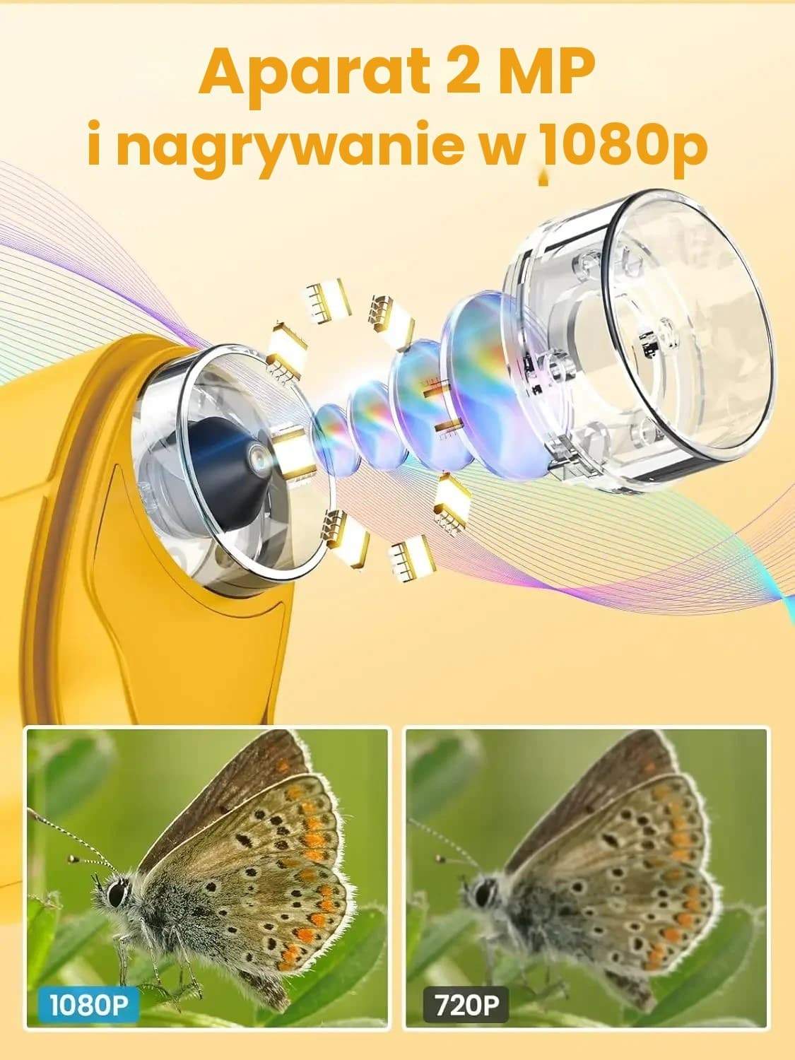 Cyfrowy mikroskop dla dzieci z ekranem 2,4" – aparat, filmy, 8 diod LED, kotek