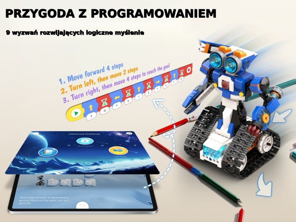 Apitor Robot J – programowalny robot 6 w 1 dla dzieci, 480 elementów, sterowanie z aplikacji