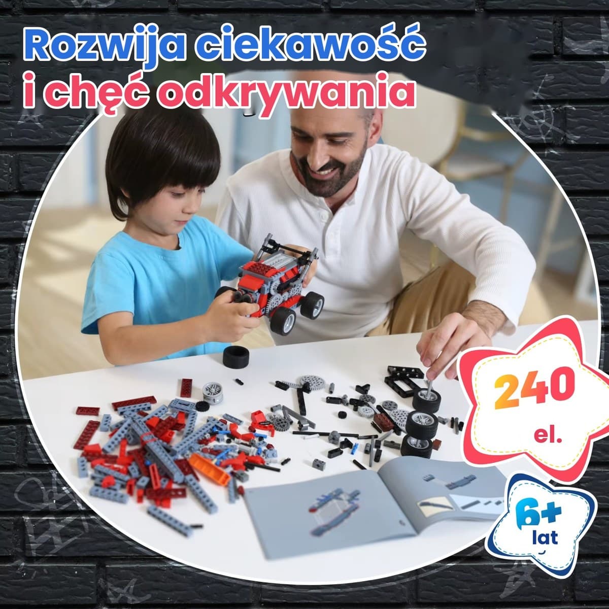 Apitor Robot B – zestaw konstrukcyjny 8 w 1 z silnikiem, 240 elementów, monster truck, 6+