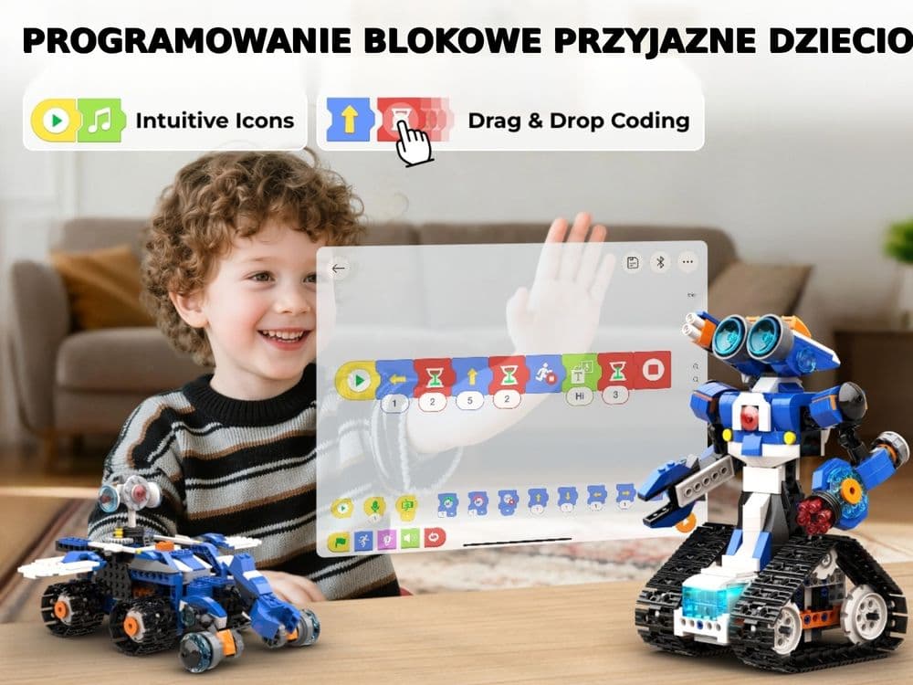 Apitor Robot J – programowalny robot 6 w 1 dla dzieci, 480 elementów, sterowanie z aplikacji