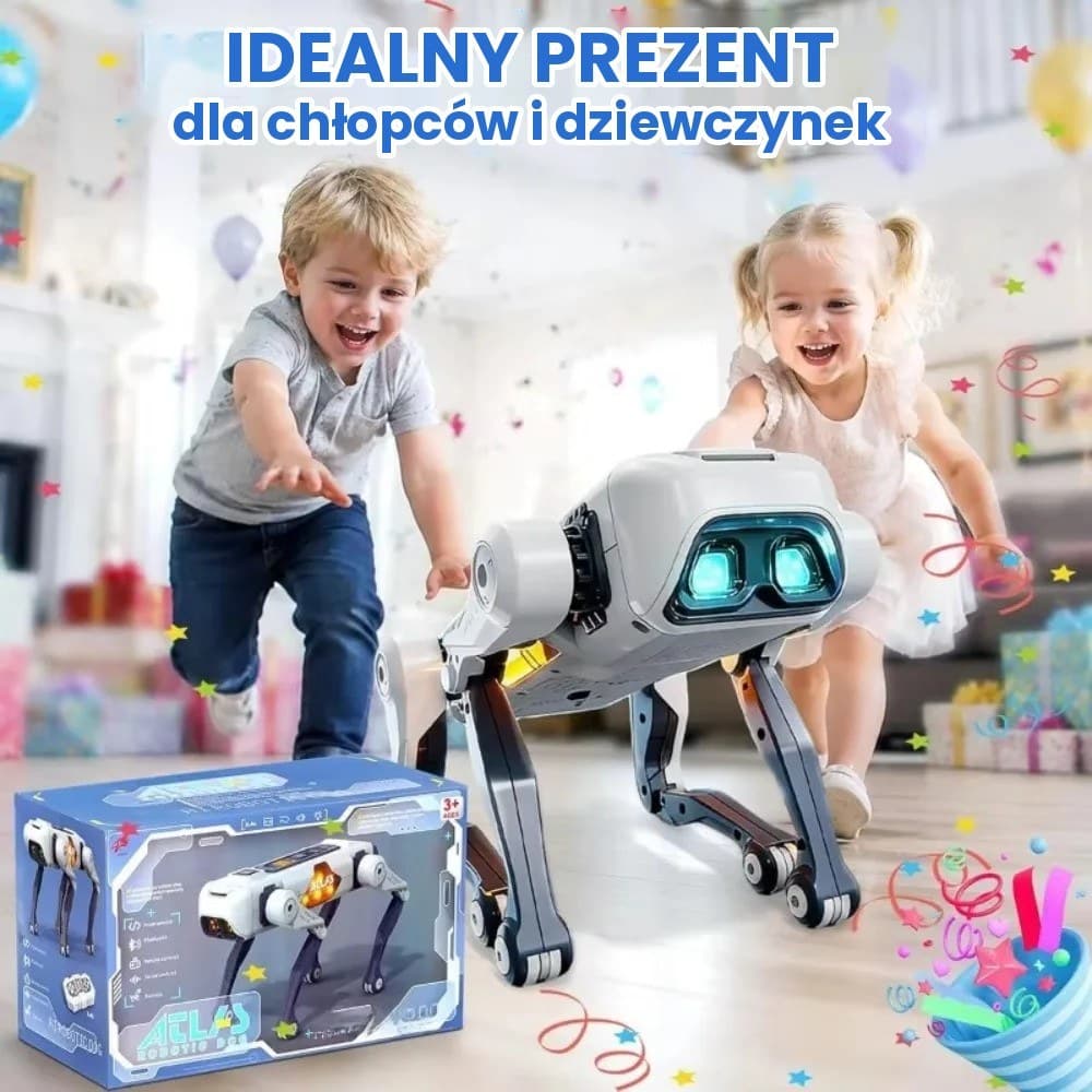 Inteligentny robot-pies dla dzieci – sterowanie głosem, programowanie, 30+ sztuczek, pilot i aplikacja