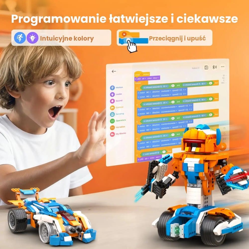 Apitor Robot X – programowalny robot 12 w 1 dla dzieci, 600 elementów, sterowanie z aplikacji