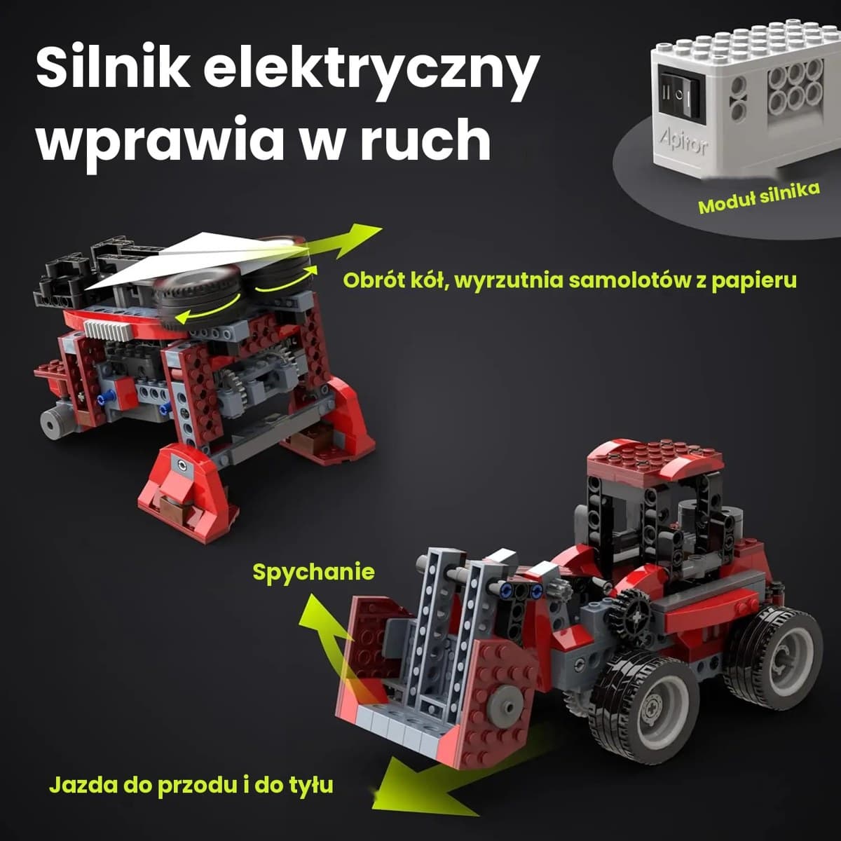 Apitor Robot B – zestaw konstrukcyjny 8 w 1 z silnikiem, 240 elementów, monster truck, 6+